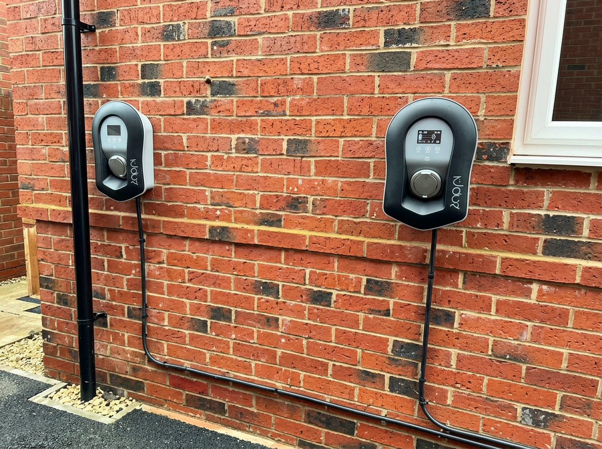 Electric vehicle charging at home on a residential driveway